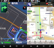 ドライブネットアプリ（左）と地図アプリ（右）